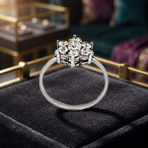 Anillo de Boda Clásico de Plata de Ley 925 de Lujo Art Palace AGR-20047 con Diseño Floral de Gema CZ y Engaste de Garras Elegante (Tercera Parte) - Product Image 2