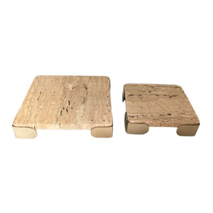 Vassoi decorativi in metallo e pietra per tavolino da caffè, decorazioni moderne per la casa, portaoggetti per gioielli, decorazioni rustiche per la casa - Product Image 1