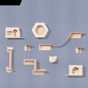 Produsen Grosir Rak Dipasang Di Dinding Modern Pohon Kucing Kayu Desain Lebih - Product Image 2