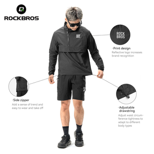 Veste coupe-vent pour <span class=keywords><strong>homme</strong></span> ROCKBROS, à manches longues, imperméable, résistante au vent, avec poche amovible, pour le camping, le vélo et les trajets quotidiens - Product Image 5
