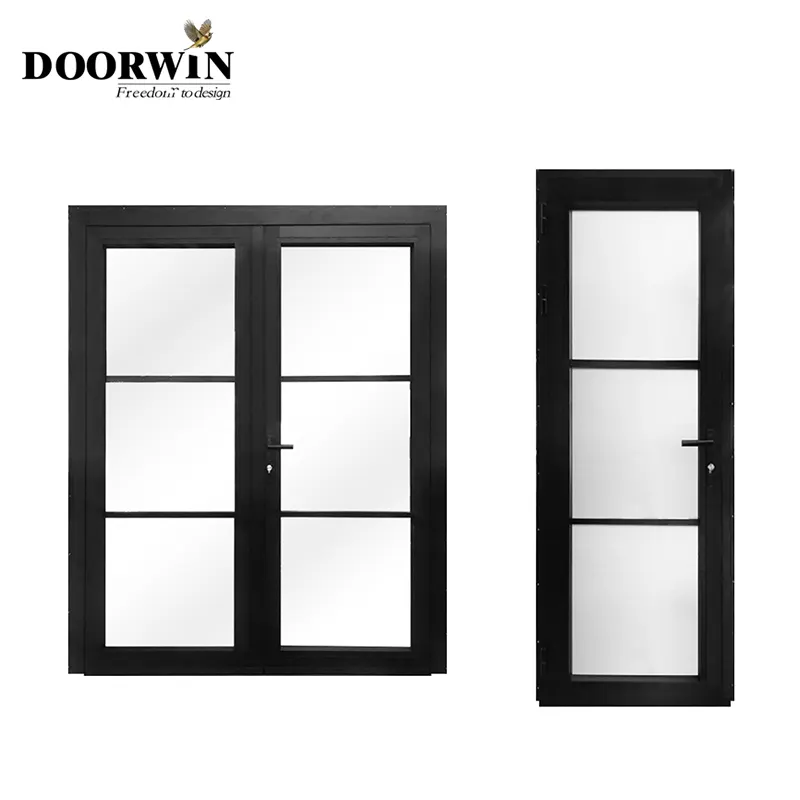 Doorwin למעלה ספק מפעל ישירות תרמית לשבור נמוך-E מודרני מול דלת אבקה מצופה צירים דלתות