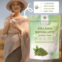 Suppléments de collagène au matcha OEM, poudre de protéines de matcha en marque privée, boisson en poudre nourrissante antioxydante pour la beauté de la peau