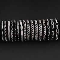 Bracelet Hip-hop simple en acier inoxydable électroplaqué haut de gamme, poli six faces, style cubain, transfrontalier Europe-Amérique