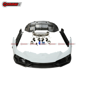 Kit carrosserie EVO Style en fibre de carbone pour Lamborghini Huracan LP580 LP610 LP640 : pare-chocs avant et arrière, jupes latérales, tuyau d'échappement - Product Image 2