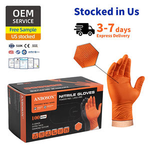 قفازات نتريل برتقالية من أنبوسون خالية من البودرة للاستخدام مرة واحدة شديدة التحمل وفقًا لمعيار EN ISO 374 النوع أ للسيارات والتعامل مع الأغذية - Product Image 1