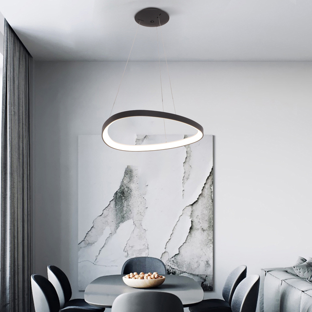 Commercial Gold LED Pendant Lamp Luxury Ceiling Nordic Light Aluminum Home Decor Chandelier Hotel Room Black Finish 220V Input