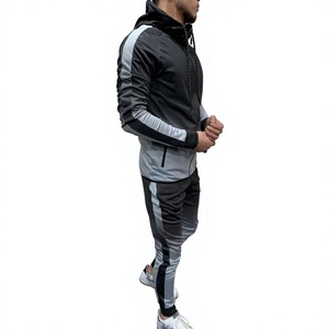 Conjunto deportivo de 2 piezas para hombre con capucha y color degradado, chaqueta con cremallera y pantalones jogger, ropa deportiva informal. - Product Image 6