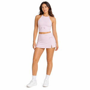 Conjunto de Top Halter con Nudo y Minifalda Charlo Lavender, Personalizado, Suave y Elástico, para Deporte y Ocio, Verano, Gimnasio, Entrenamiento, Venta al por Mayor, OEM, GCC - Product Image 1