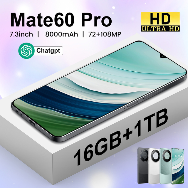 Fast Delivery New Mate 60 Pro Smart Phone 12GB 512GB 6.5 Inch Touch Screen WiFi Unlock Gaming Cellphone Smartphone Android Phone