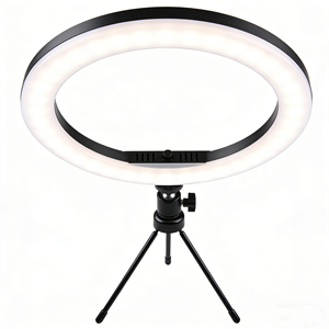 Aro de Luz LED con Soporte Triangular y Luz de Video Regulable de 8 Pulgadas con Control Remoto para <span class=keywords><strong>YouTube</strong></span>, Podcast, Cine - Product Image 1