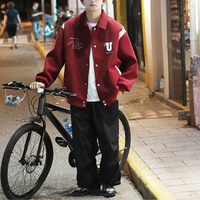 Blouson de baseball en coton avec logo personnalisé OEM pour hommes motif de lettres brodées de grande taille pour le printemps