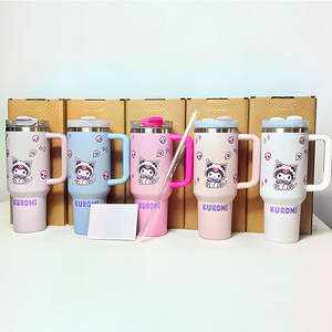 Gobelet isotherme en acier inoxydable de 40 oz avec poignée, logo de marque personnalisé H2.0, tasse à café de voyage en plein air, tasse à boisson mignonne avec dessin animé - Product Image 6