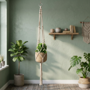Soporte para Plantas Colgante Basantpriya, Hecho a Mano, de Macramé con Cuerda de Algodón, Ligero y Duradero, de Una Sola Capacidad, para Interiores - Product Image 3