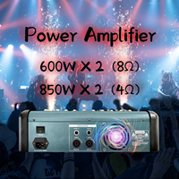 Console de mixage professionnelle puissante GAX-808 à 8 canaux avec amplificateur, enregistreur, 16 effets DSP, mixeur audio puissant
