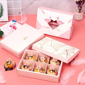 Custom logo hot stamping pink snack candy food packaging paper box attached to the paper tray