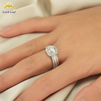 Goldleafgems 1-5CT Yastık Kesim GRA Sertifikalı HPHT CVD Laboratuvarda Yetiştirilmiş Elmas Halo Nişan Yüzüğü 925 Ayar Gümüş Yüzük Seti Özel Tasarım Mücevher