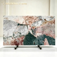 Dalle de marbre rose et vert GOLDKING naturelle quatre saisons pour cheminée, mur, îlot de cuisine, vasque, baignoire, sol, décoration intérieure