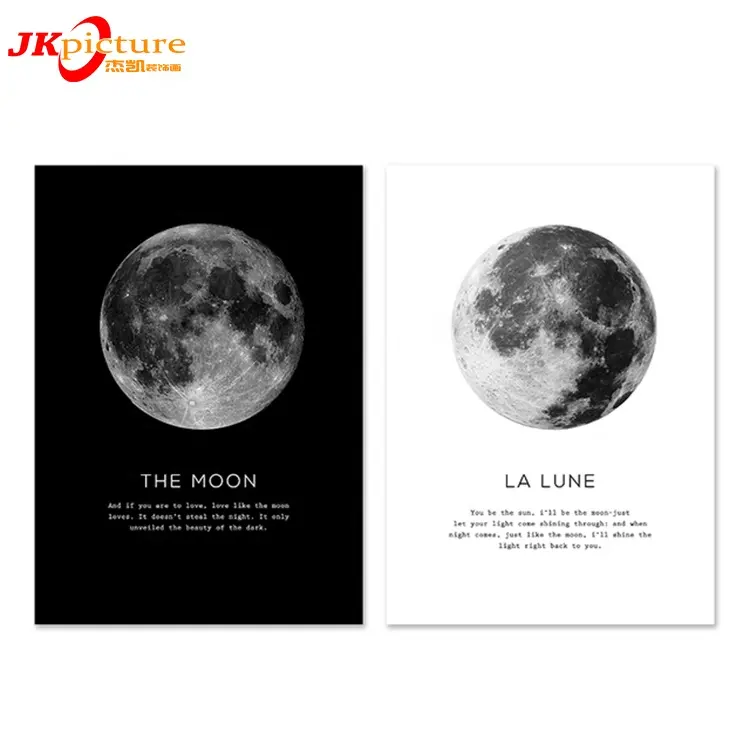 Póster de lona con frases para decoración del hogar, cuadro de planeta con impresión en blanco y negro, Luna moderna, nórdica, a