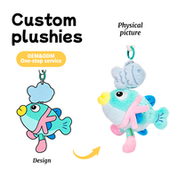 Porte-clés en peluche douce en forme d'animal marin, breloque de sac à dos, commande en gros, en tissu non toxique