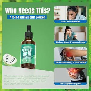 OEM Soursop Bitters Líquido 10 en 1 con Musgo Marino, Moringa, Cúrcuma, <span class=keywords><strong>Ashwagandha</strong></span> |   Gotas Herbales para el Bienestar |   2 onzas líquidas - Product Image 4