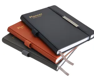 schwarz grid notebook Suppliers-2022 Neuankömmling Hardcover A5 Notebook Band Elastic Dot Grid Schwarz Pu Leder Planer Notebook