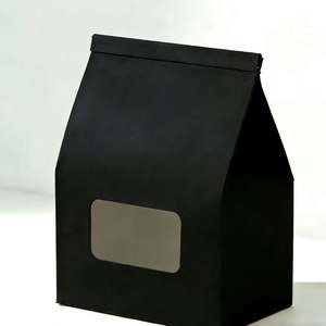 Bolsas de Papel Kraft Negras Personalizadas con Ventana Transparente y Cierre Autoadhesivo para Pasteles, Bocadillos y Aplicaciones Similares - Product Image 1