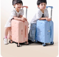 Valise à roulettes multifonctionnelle 18-20 pouces pour enfants, avec siège et porte-gobelet latéral, idéale pour les voyages des enfants
