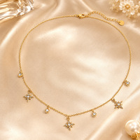 SUMMLY Trendy Minimalistische Noordster Zirkoon Stapelbare Ketting 18K Goud Roestvrij Staal Dunne Ketting Mode Sieraden