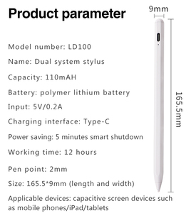 Lápiz Óptico Universal 2 en 1, Lápices Ópticos Activos para Pantallas Táctiles Capacitivas, para Apple iPad, Android, Microsoft - Product Image 1