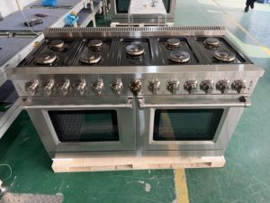 60 pouces. 9,26 Cu. Cuisinière à gaz intelligente 9 brûleurs avec four électrique à convection, grilles en fonte d'acier inoxydable, pour usage domestique - Product Image 2