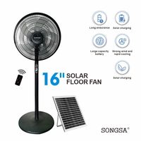 Kipas Angin Lantai Tenaga Surya 16 Inch 12V DC Isi Ulang dengan Lampu LED, Remote, Osilasi, Harga Murah, Kipas Pendingin Udara Elektrik untuk Penggunaan Hotel