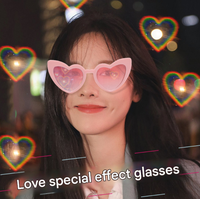 Lunettes de soleil unisexes à effet cœur personnalisées avec logo, lunettes de soleil en forme de cœur pour femmes, effet feux d'artifice
