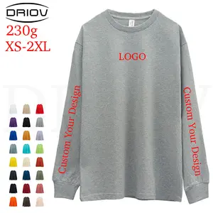 Custom 230g long sleeve shirts Screw cuff High Quality Embroidery Printing t shirts Men Blank crew neck Mens Long Sleeve T Shirt