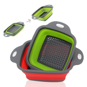 2 Pack Collapsible Colander Set Foldable Collapsible Strainers for Kitchen Square Colander Kitchen Strainer <b>Baskets</b> - Product Image 3