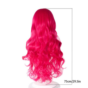 Peluca de Cabello Largo Ondulado de Fibra Sintética Resistente al Calor con Encaje Completo para <span class=keywords><strong>Mujer</strong></span>, con Flequillo y Partidura Media, Roja, Venta al por Mayor para <span class=keywords><strong>AliExpress</strong></span> - Product Image 5