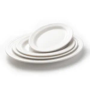 8 polegadas restaurante branco oval melamina placas de plástico