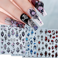 5D Soft Gel Nail Decal Style Gothique Foncé avec Bone Flower Snake Design Autocollants et décalcomanies élégants