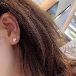 Orecchini a lobo E3343 con diamanti dorati, taglio brillante rotondo, montatura a griffe, gioielli classici da donna per matrimonio - Product Image 5