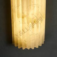 Lampu Dinding Alabaster Alami Beralur Vertikal, Lampu Dinding Besi Persegi Panjang untuk Dekorasi Dinding Latar Belakang Kamar Tidur Hotel Villa