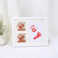 Nouveau kit d'empreintes de mains et de pieds sans encre, fait main, imperméable, pour bébé garçon ou fille, avec cadre photo pour souvenir