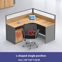 Chaise de bureau moderne en forme de L combinaison simple écran pour quatre personnes table de séparation de poste de travail pour une utilisation simple au bureau