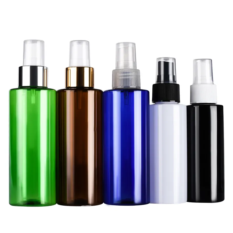 ホット販売化粧品容器100ミリリットル150ミリリットル250ミリリットル500ミリリットル透明アンバーブルーグリーンプラスチック香水スプレーボトルではミストポンプキャップ