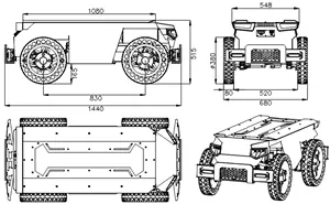 Châssis Ackermann hautement intégré pour patrouille d'inspection, personnalisable, batterie BMS 48V30Ah - Product Image 2