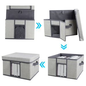 Có Thể Gập Lại Polyester Vải Lanh Vải Tổ Chức Lưu Trữ Bin Hộp Với Nắp - Product Image 4