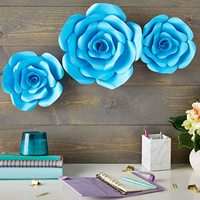 Décorations florales pour mariage, fleurs en papier 3D bleu royal