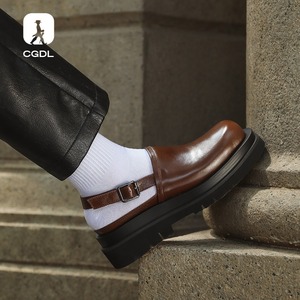 Mocasines Transpirables de Verano 2026 para Hombre con Suela Gruesa y Tacón Elevado, Parte Superior de Cuero Vacuno, Color Marrón, Sandalias Casuales - Product Image 3