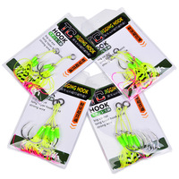 Hameçon d'assistance pour jigging à lancer lent, haute résistance, pour la pêche en mer, avec silicone, 2 paires