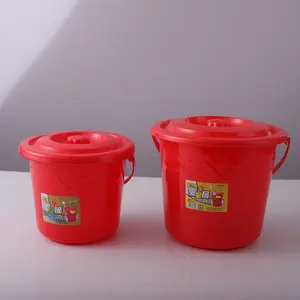 Jieyang Lebo 2.8/4/5.5/7/9L Customizable Cheap Simple Style Round Shape Cleaning Plastic Red Color Plastic Water Bucket With Lid