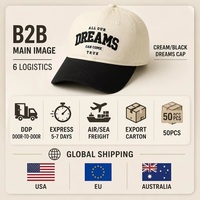 Gorra de Béisbol Personalizada de Dos Tonos con Bordado Varsity Dreams, Ajustable, Venta al Por Mayor, OEM, MOQ Bajo