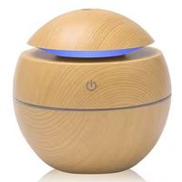 Humidificateur d'air portable en gros d'usine, mini humidificateur purificateur ultrasonique à grain de bois rond LED 130 ml, diffuseur d'arômes